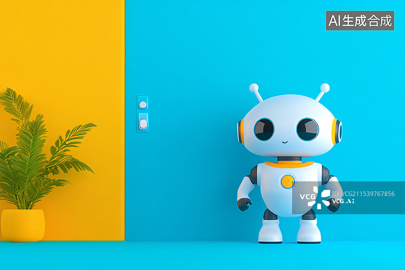 【AI数字艺术】机器人穿过未来大门科幻未来金属场景插图图片素材