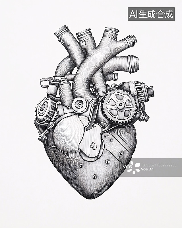 【AI数字艺术】人体心脏解剖医学健康心脏病3d插图渲染图片素材
