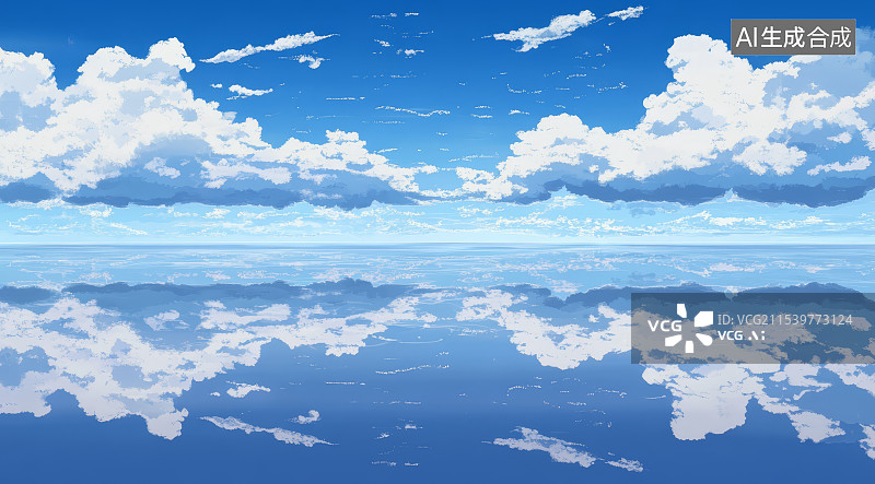 【AI数字艺术】天空镜湖图片素材