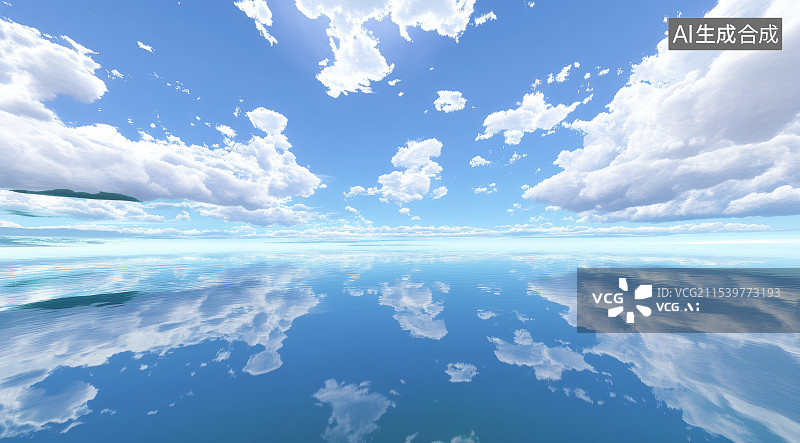 【AI数字艺术】天空镜湖图片素材