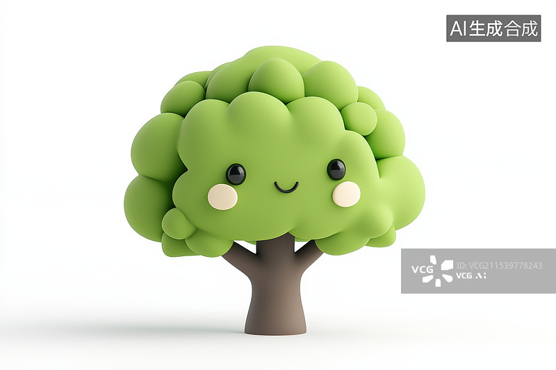 【AI数字艺术】卡通风格可爱绿色树木图片素材