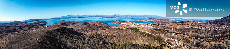 北京密云水库航拍照（展开效果）图片素材