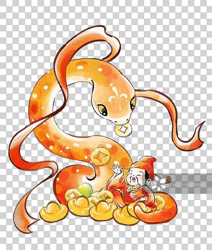 金蛇送财插画元素图片素材