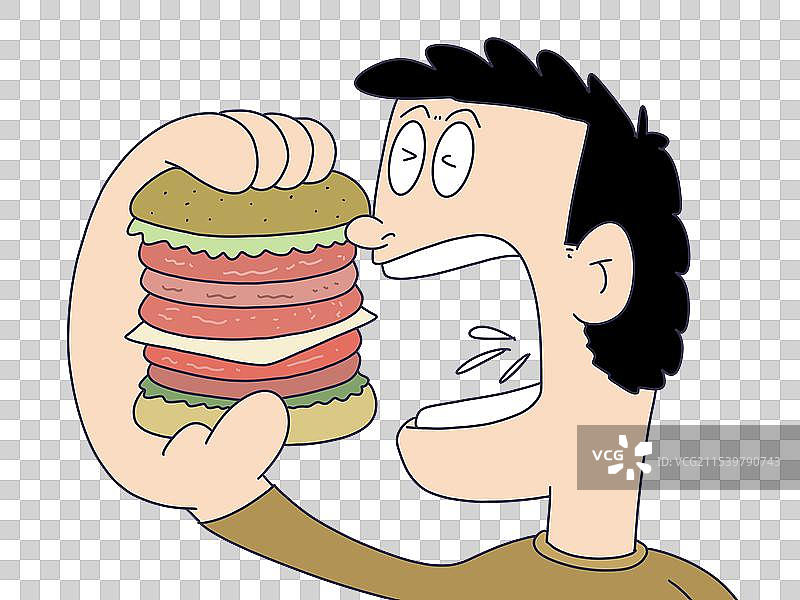 吃汉堡暴饮暴食的人物图片素材
