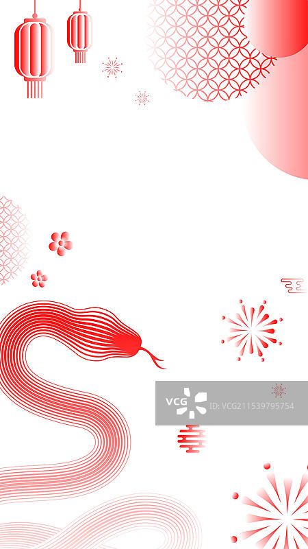 蛇年新年春节插画图片素材