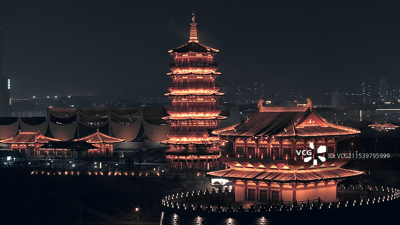 洛阳朱樱塔夜景图片素材