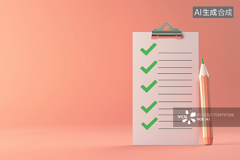 【AI数字艺术】3D颜色清单背景待办事项清单和铅笔图片素材