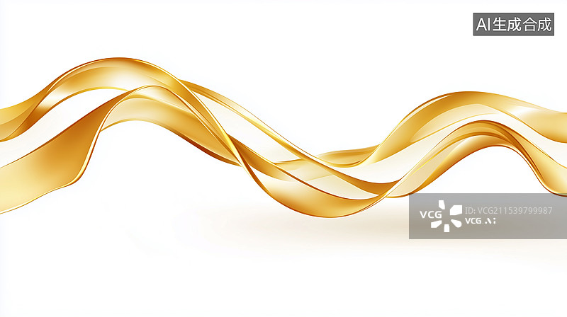 【AI数字艺术】金色丝带设计优雅的曲线极简设计图片素材