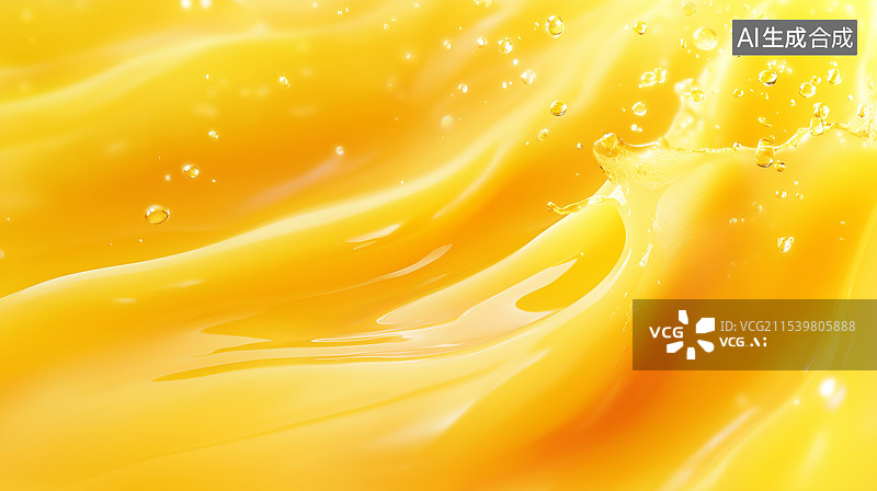 【AI数字艺术】黄色的果汁橙汁饮料液体插画背景图片素材