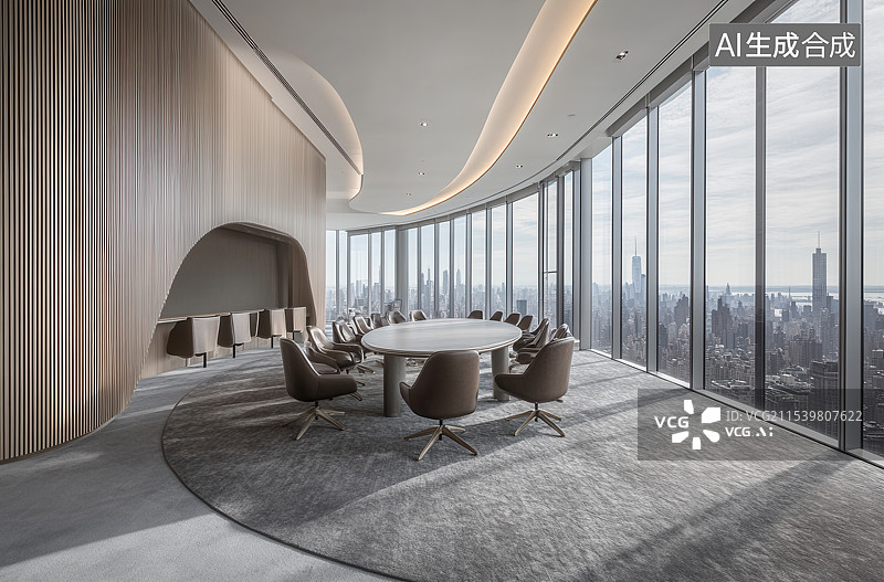 【AI数字艺术】公司办公室区域空间内部会议室图片素材