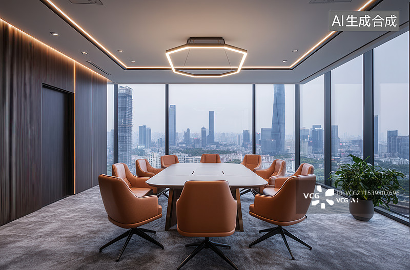 【AI数字艺术】公司办公室区域空间内部会议室图片素材