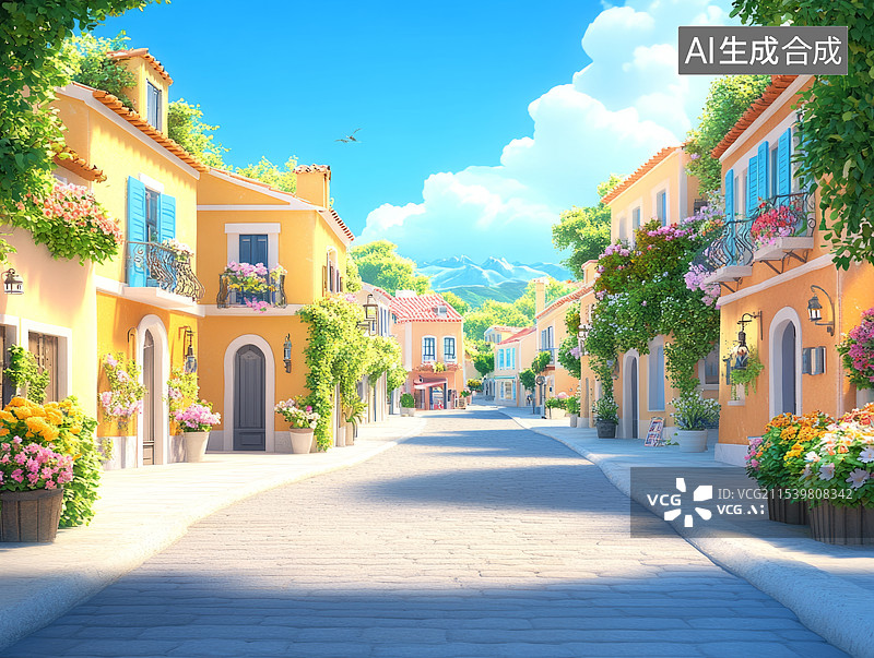 【AI数字艺术】高品质住宅区街道图片素材