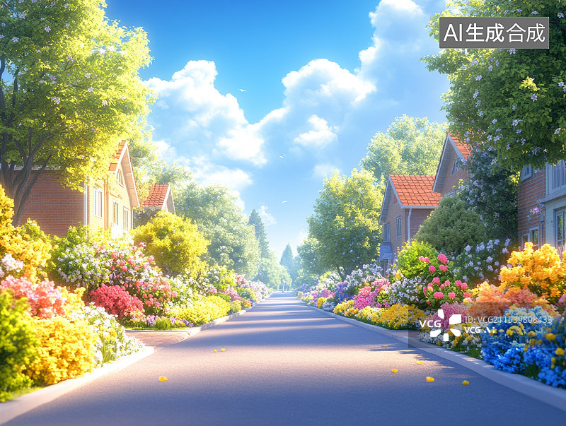 【AI数字艺术】高品质住宅区街道图片素材
