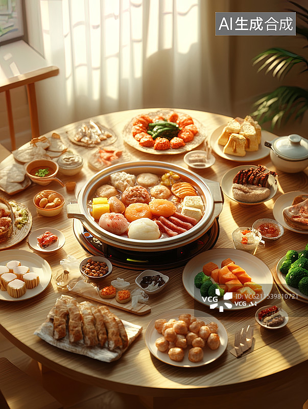 【AI数字艺术】火锅，吃火锅，新年，春节，除夕，团圆，海报，背景图片素材