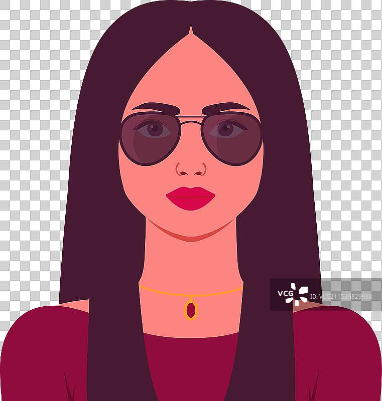戴着太阳镜的美丽女性肖像图片素材