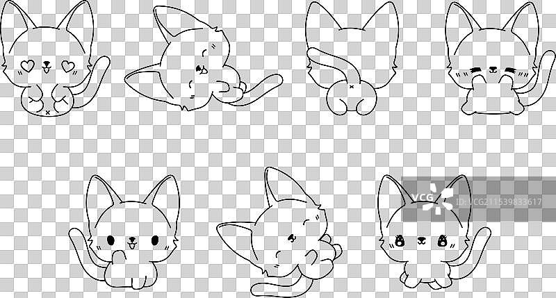 卡通孟加拉猫的涂色图集图片素材