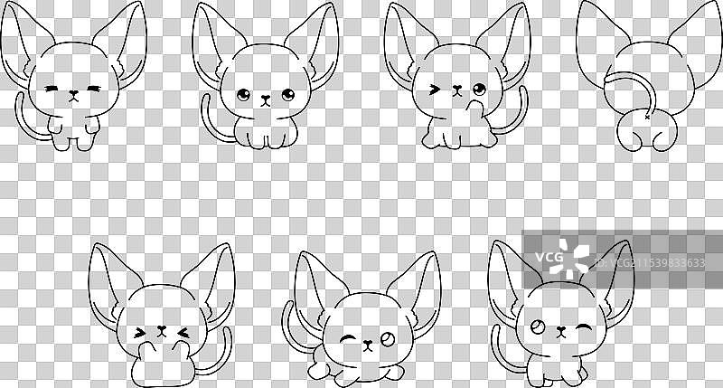 阿比西尼亚猫的卡通集合图片素材