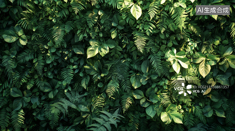 【AI数字艺术】绿植墙面自然背景图片素材