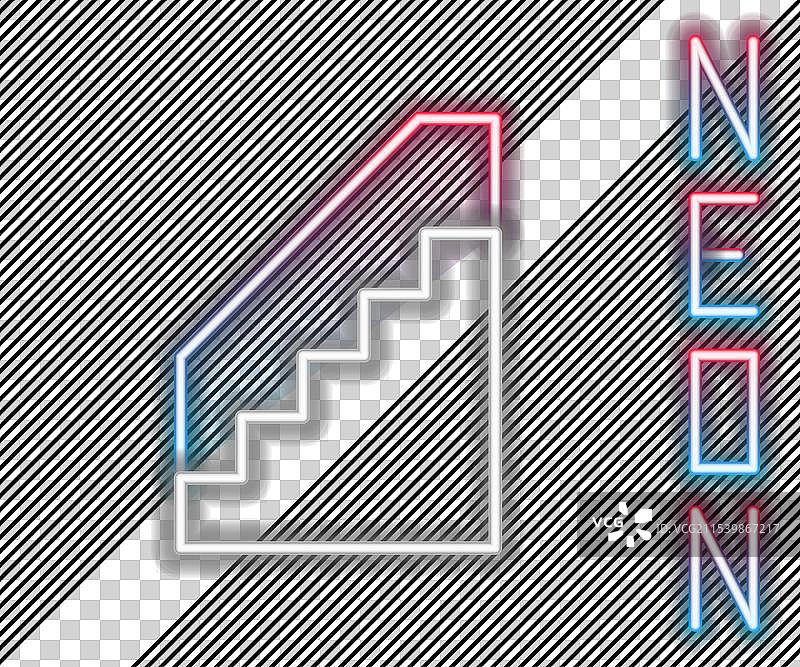 发光的霓虹线条上升楼梯图标，独立于背景图片素材