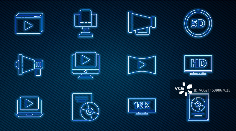 在智能显示屏上设置线条CD磁盘奖框图片素材