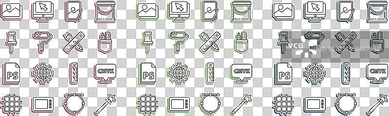 设置线条魔法棒对话框，带有文本CMYK图片素材