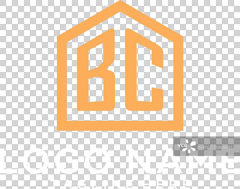 现代抽象房屋形状的初始BC标志图片素材