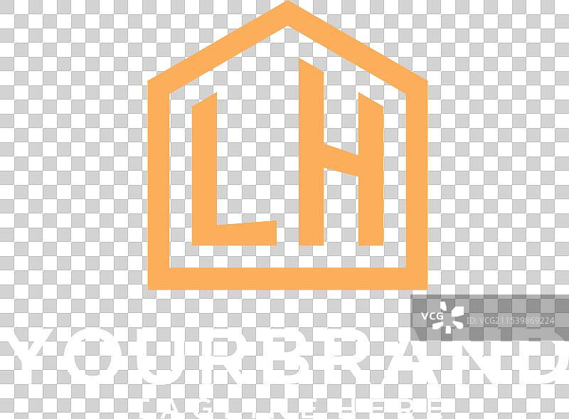 现代抽象家居形状的初始LH标志图片素材