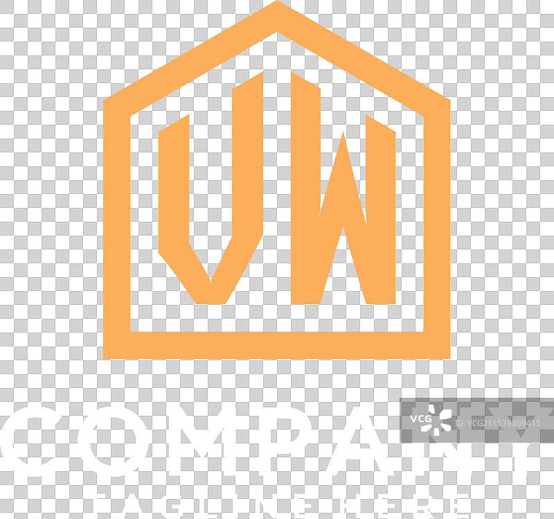 现代抽象房屋形状的初始VW标志图片素材