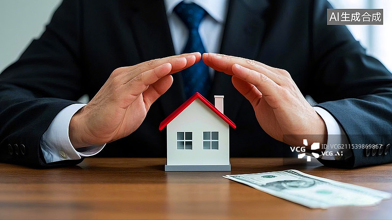 【AI数字艺术】房产金融储蓄保险理财商务概念图片素材