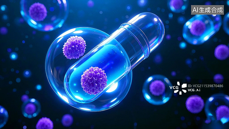 【AI数字艺术】胶囊细胞渲染3D生物科技概念图片素材