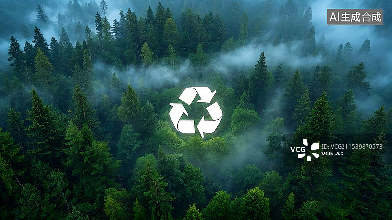 【AI数字艺术】绿色生态森林可持续发展海报图片素材
