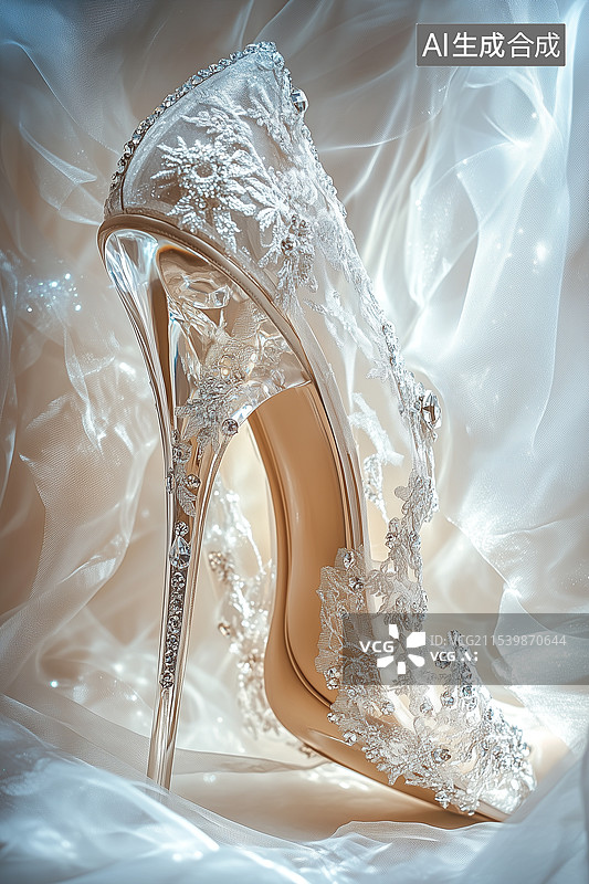 【AI数字艺术】梦幻水晶高跟鞋图片素材