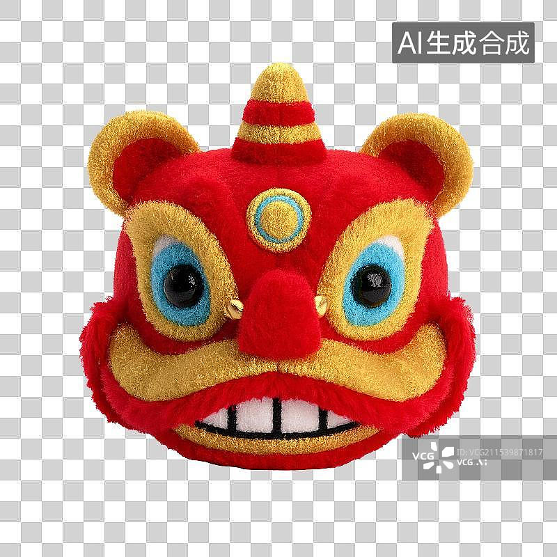 【AI数字艺术】毛毡风新年元素：舞狮图片素材