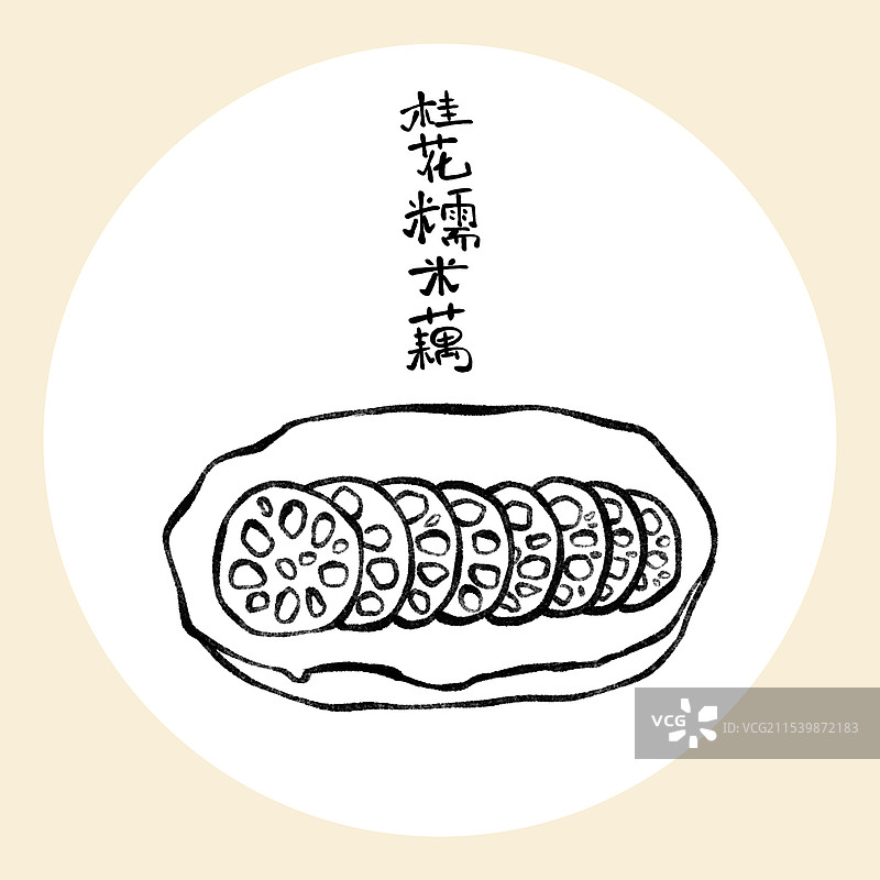国风南京美食插画-桂花糯米藕图片素材