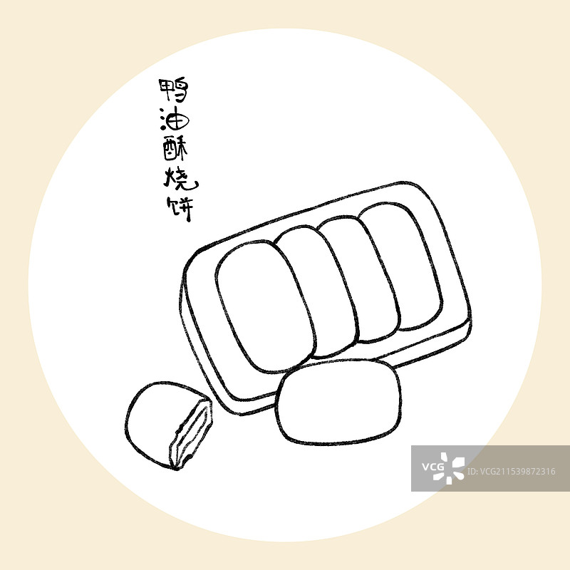 国风南京美食插画-鸭油酥烧饼图片素材