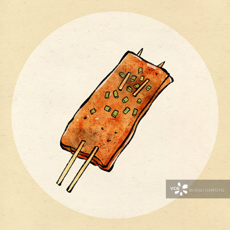 国风重庆美食插画-苕皮豆干图片素材