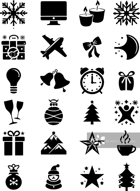 新年元素 圣诞元素 剪影图片素材