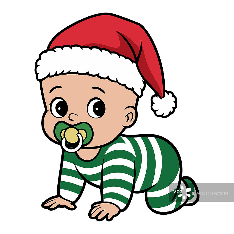 可爱宝宝穿着圣诞服装爬行图片素材
