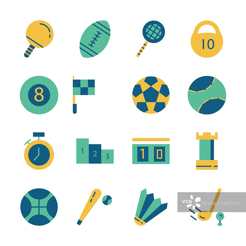 平面设计的足球运动器材图标集图片素材