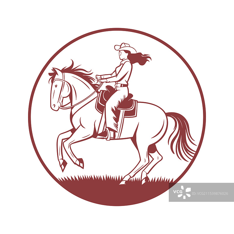 西部牛仔女孩骑马图片素材