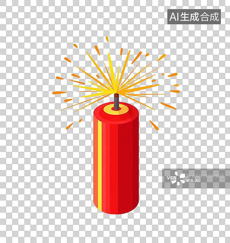 【AI数字艺术】红色新年鞭炮3D图标爆竹庆祝春节图片素材