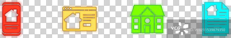 在线房地产房屋和合同设置图片素材