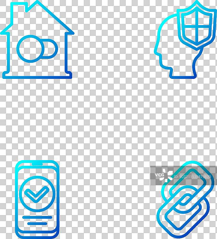 设置链条连接智能手机、家居和头部设备图片素材