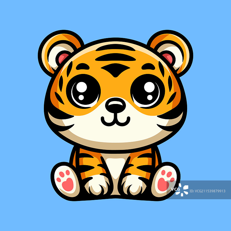 可爱的卡通孤立小老虎插图图片素材