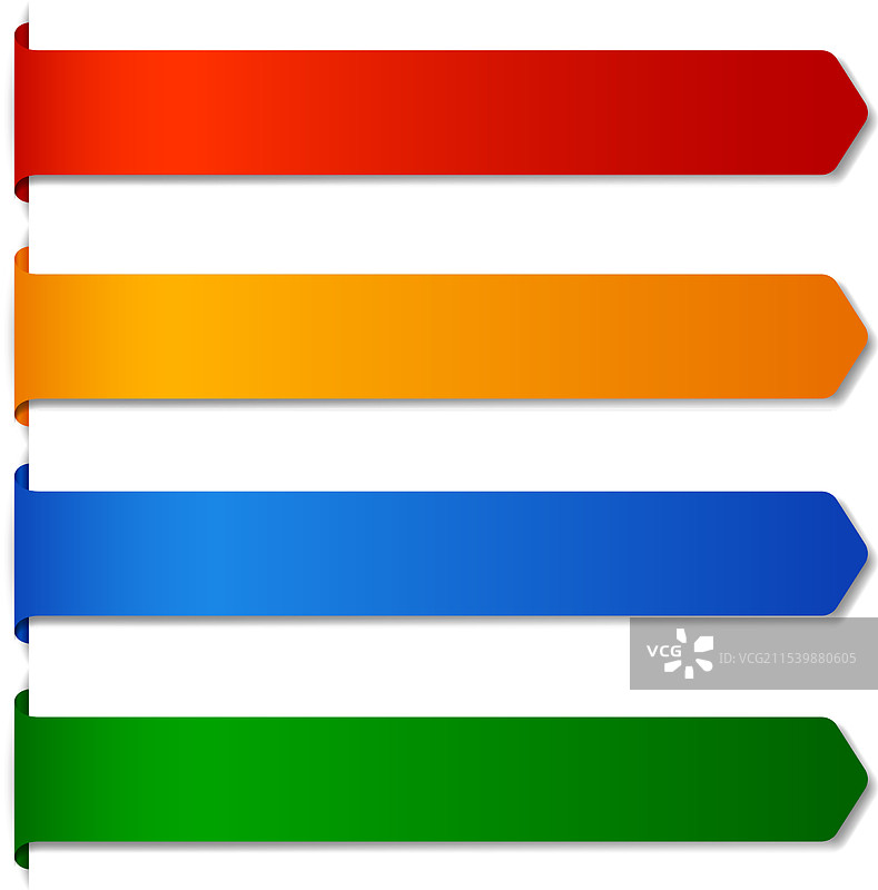 四个朝右的渐变色彩鲜艳的箭头图片素材