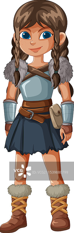 一个穿着战士服装的小女孩图片素材