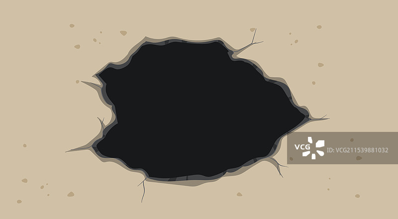 一个边缘开裂的大黑洞图片素材