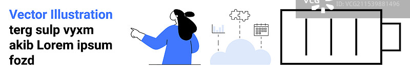 数字化转型概念与女性云端图片素材