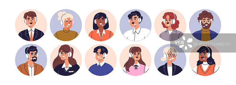 呼叫中心和热线代理帮助台面孔图片素材