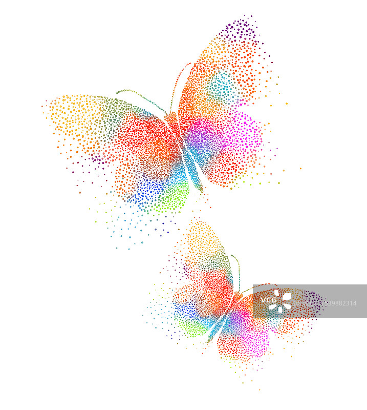 手绘彩色蝴蝶，不是人工智能生成的图片素材